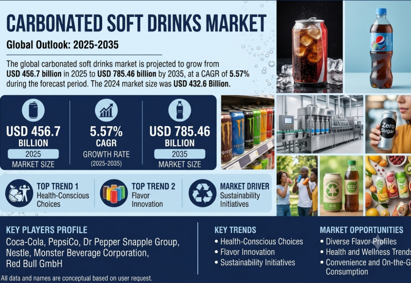 Carbonated Soft Drinks Market Expected to Reach USD 785.46 Billion by 2035 with 5.57% CAGR Growth During 2025-2035
